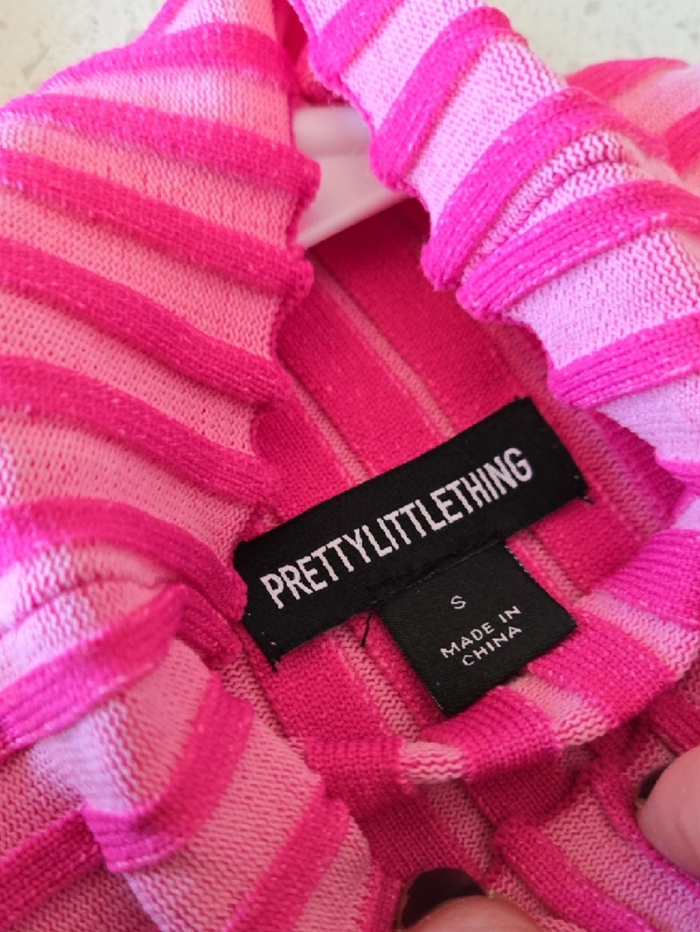 PrettyLittleThing Pink Striped Ribbed Top - Picture 16 of 16